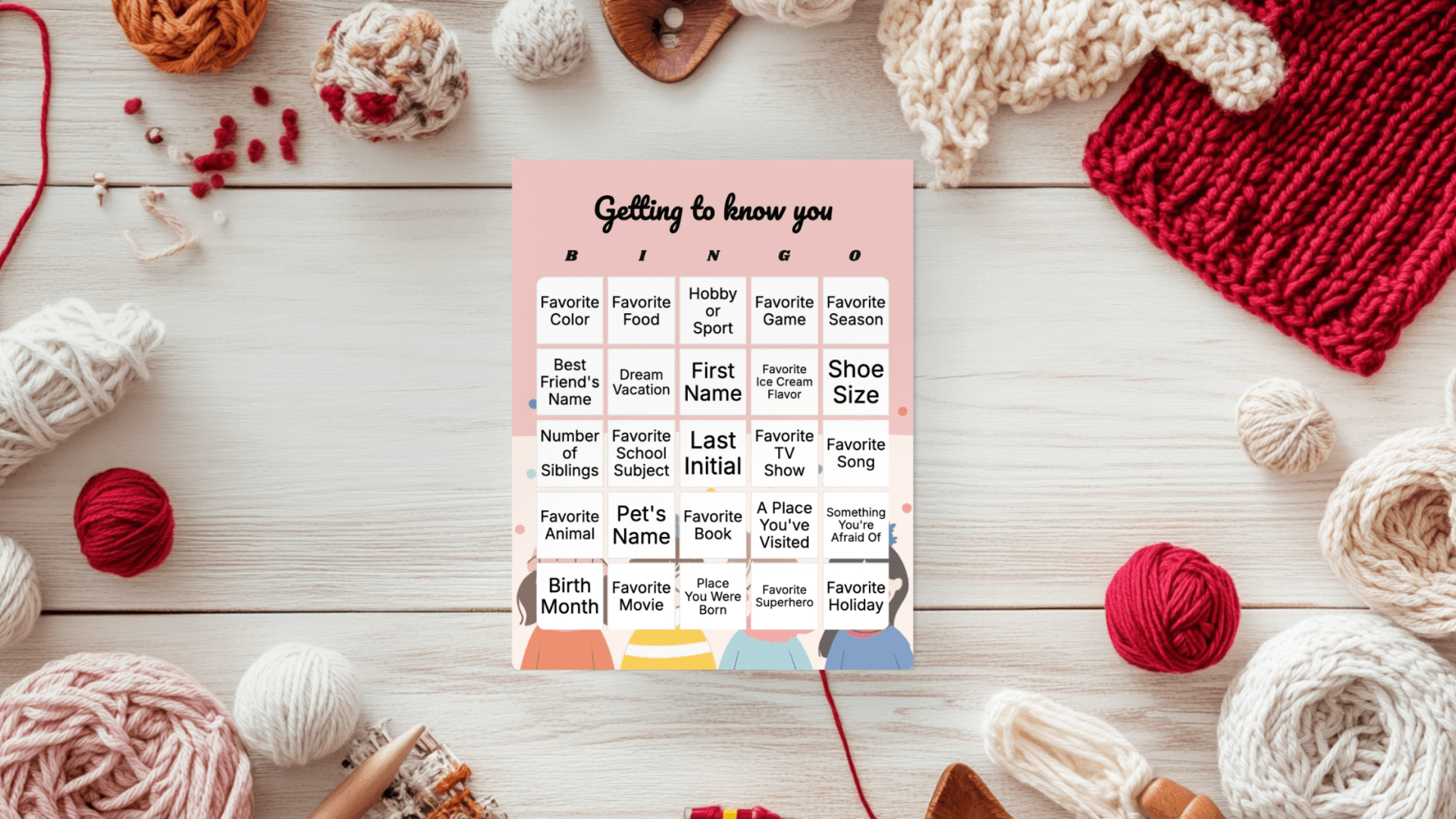 getting to know you bingo card