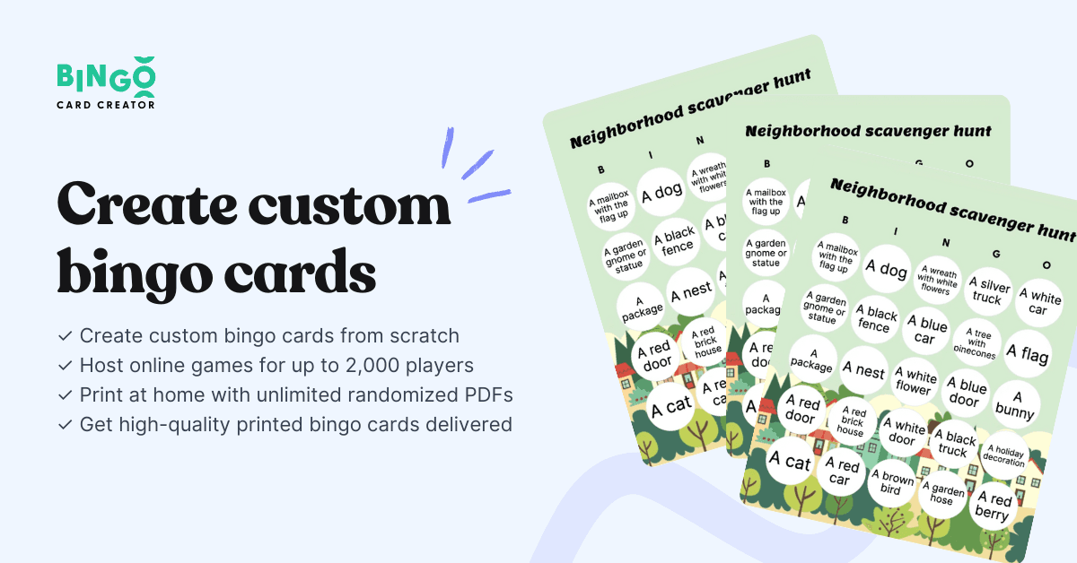 neighborhood bingo cards