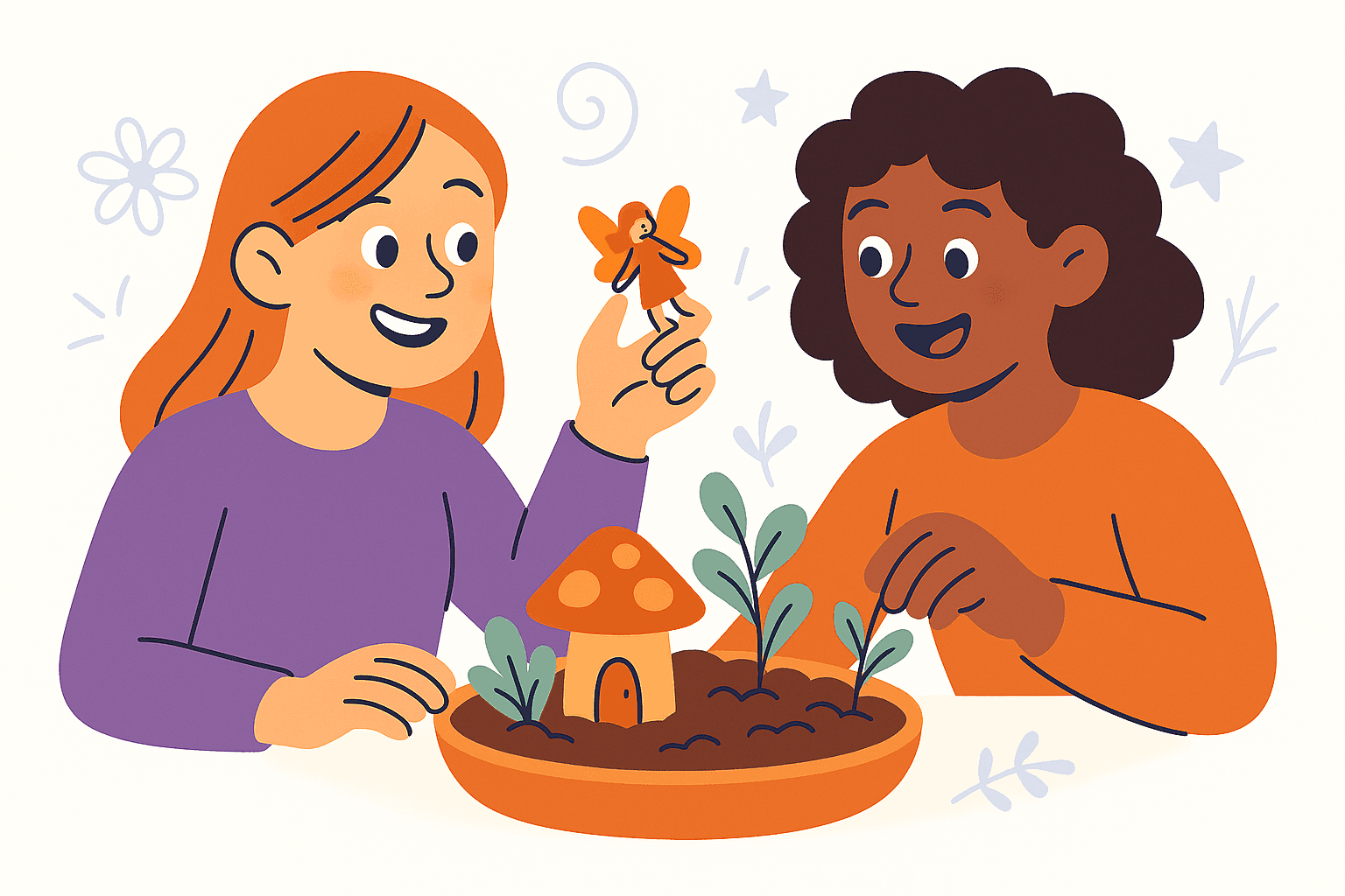 two characters fairy garden